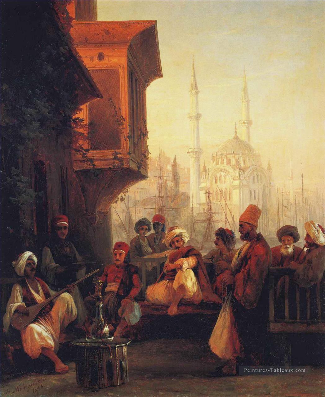 Café par la mosquée Ortakoy à Constantinople Ivan Aivazovsky Peintures à l'huile